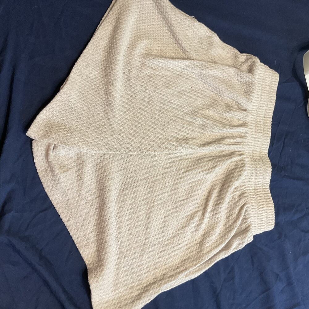 Paper Crane Waffle Knit Loungewear Shorts Cream Beige Small